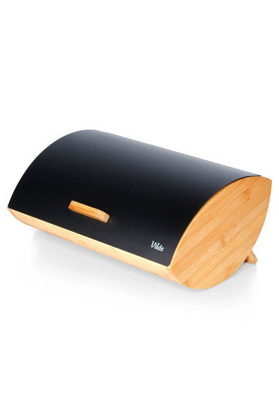 Vilde Cutie de pâine din lemn și metal negru 35,5x24,5x15,5 cm