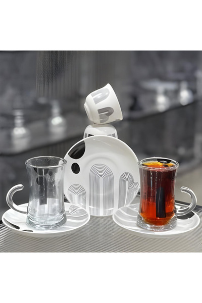 Generic طقم كاسات وبيالات 36 قطعة منقوش