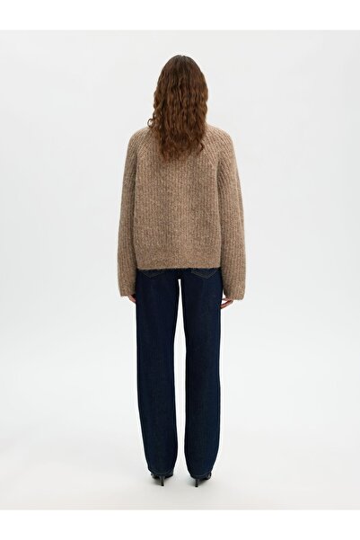 Selected Femme Strickjacke mit Reißverschluss Wollmix