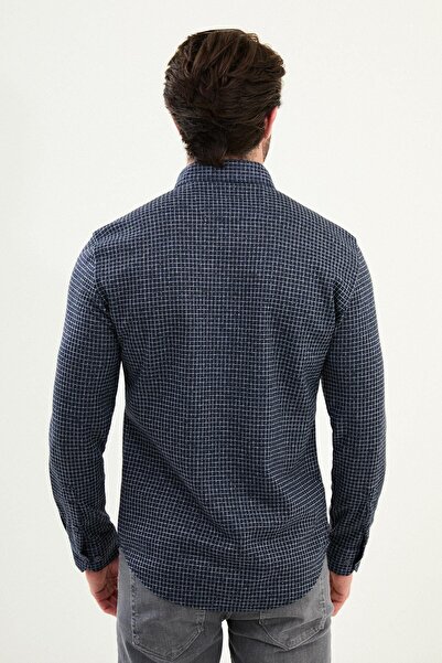 Mcr Cămașă pentru bărbați în carouri slim fit bleumarin - 27095.25K