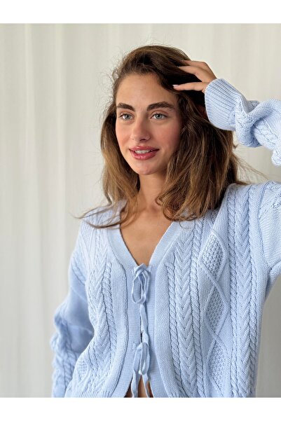 Retrobird Front Tie Cardigan Women's Blue