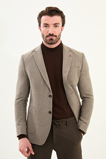 Mcr Textured Slim Fit Mono Collar Men's Jacket with Pocket Detail Dark Gray -...