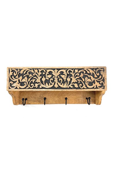 Souq DESIGNS Wooden Key Holder Metal Wall Hooks - Command Hooks, Heavy Duty & Organiser