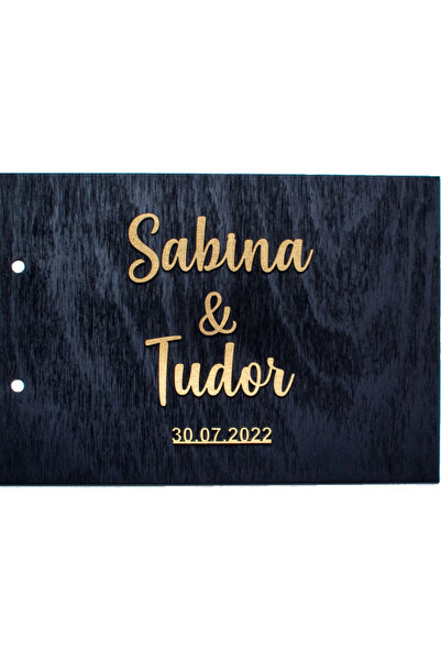 OEM Album Foto GuestBook Nunta HH1588 Personalizat din lemn Negru 30 x 21
