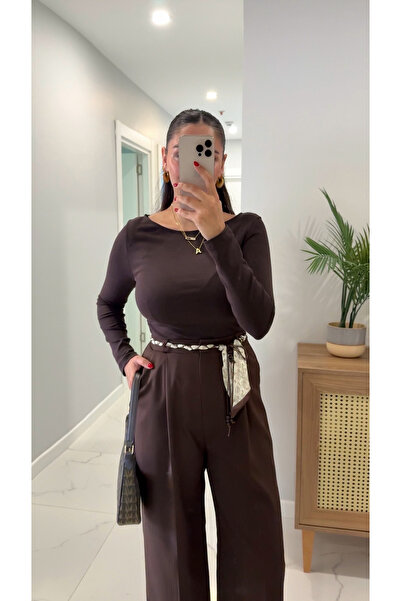 BİRCANÇİL Bluză Dlvin Rebeca maro închis cu gât cu șnur
