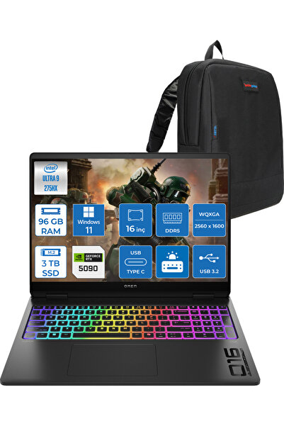 HP Omen Max 16-AH Ultra 9 275HX 96GB 1tb+2 Tb 24GB RTX5090 16" 500NITS W11PRO...