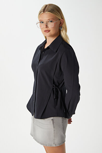 Ritnice Women's Adrian Side Tie Detailed Black Shirt