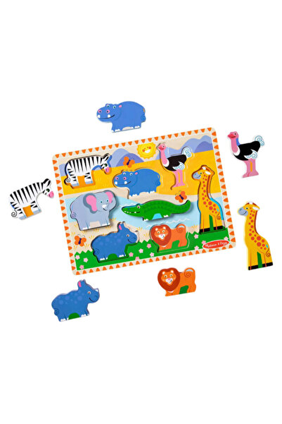 Melissa & Doug أحجية حيوانات السفاري الخشبية الضخمة