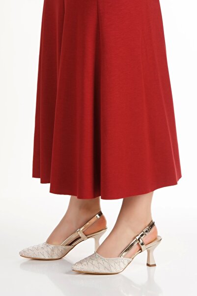 Satenora Verla Women's Satin Patterned Heeled Shoes