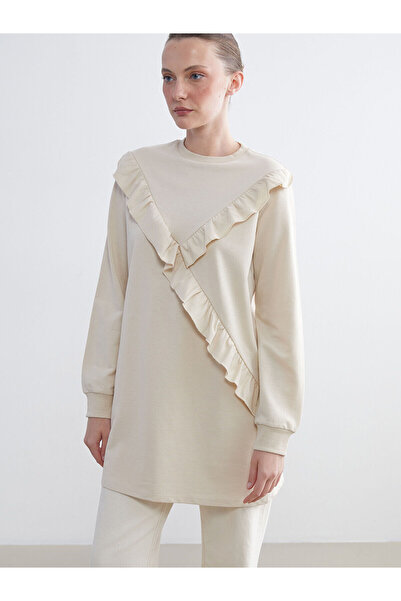 LC Waikiki Azestrend New Season Crew Neck Ruffled Women's Sweatshirt Tunic