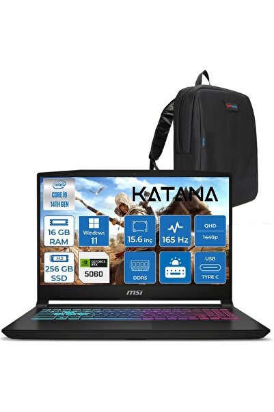 MSI Katana 15 Hx I9 14900HX 16GB 256GB W11PRO RTX5060 8gb 115W 15.6" 2k QHD B...