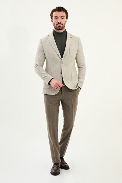 Mcr Ανδρικό μπουφάν με υφή Slim Fit Mono Collar με τσέπες γκρι - 41471.25K