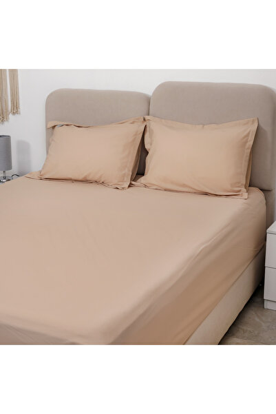 Bed N Home SA Beige fitted bed sheet set, 100% Egyptian cotton, 250 thread count, 2 pillowcases, 100*200cm