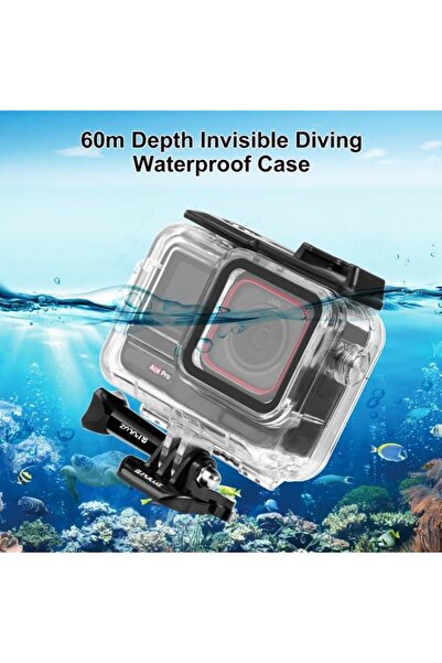 Generic For Insta360 Ace Pro PULUZ 60m Underwater Waterproof Housing Case with Base Adapter & Screw