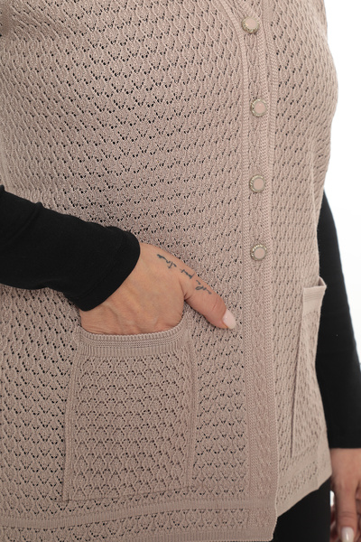 İKSUN Γυναικείο Mercerized Pocketed Buttoned Rolax Knitwear Εποχιακό γιλέκο μαμάς