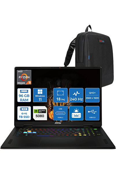 MSI Vector A18 Hx A9WIG R9-9955HX Aı 96GB 4tb +4tb 16GB/RTX5080 175W 18" 2k W...