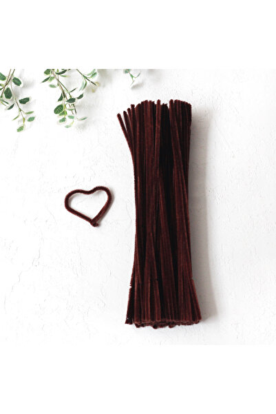 Bimotif 3 adet şönil, tüylü tel, 30 cm, eğitici şönil, koyu kahverengi