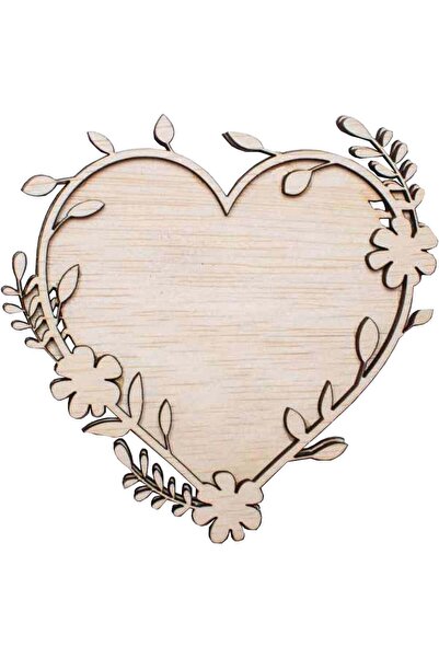 OEM Blank Decor Inima cu Flori HH1521 din lemn pentru Licheni - 10x9 cm