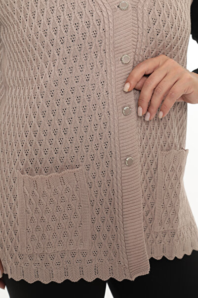 İKSUN Γυναικείο Mercerized Pocketed Buttoned Rolax Knitwear Εποχιακό γιλέκο μαμάς