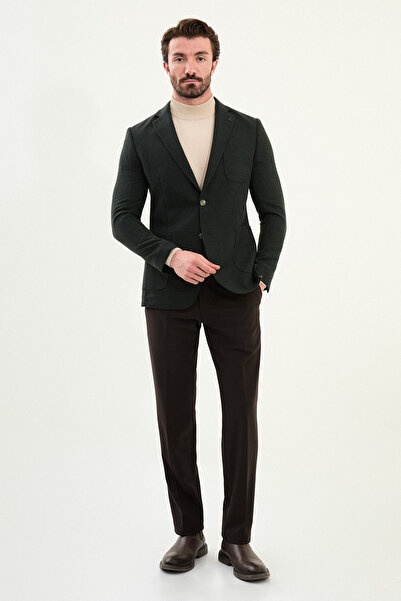 Mcr Ανδρικό μπουφάν με υφή Slim Fit Mono Collar με τσέπες σε μπλε σμαραγδί - 41471.25K