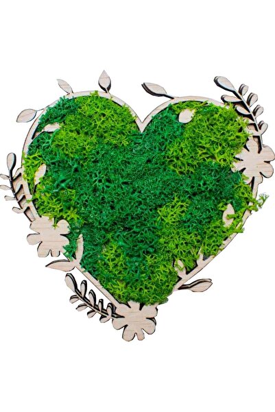 OEM Decor Inima cu Flori HH1543 din lemn Personalizat cu Licheni - 20x19 cm