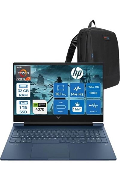 HP Victus 16-S0007NT R7 7840HS 32GB Ddr5 1tb 8GB/RTX4070/120W 16.1" 144Hz FDO...
