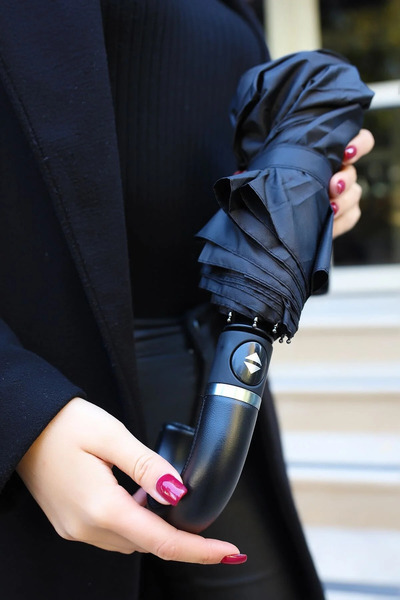 Chunky Frame Kaliteli Siyah Full Otomatik Kırılmaz Unisex 10 Telli Şemsiye