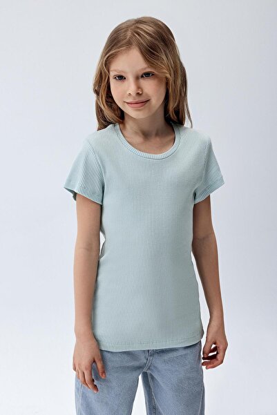 Brix Fata material reiat Maneca scurta tricou Culoare albastru