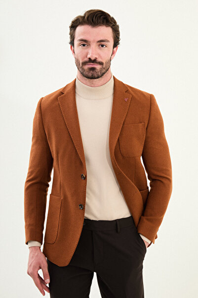 Mcr Textured Slim Fit Mono Collar Men's Jacket with Pocket Pockets Tile - 414...