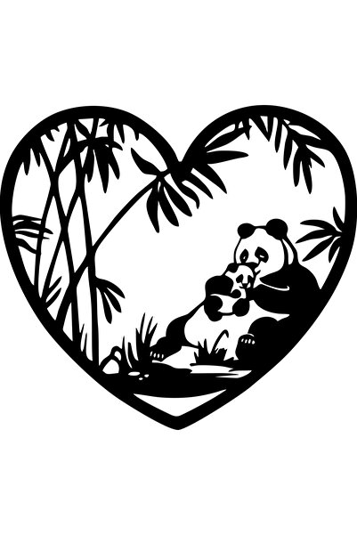 OEM Decor perete Urs Panda cu Pui HH751 din lemn - 22 L x 20 H (cm)