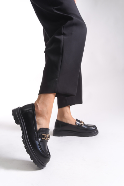 Riccon Дамски мокасини 0012506 Черни лачени