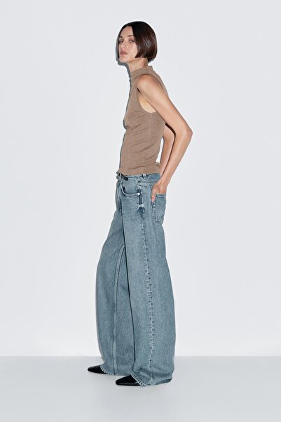 Massimo Dutti 100% cotton funnel neck top