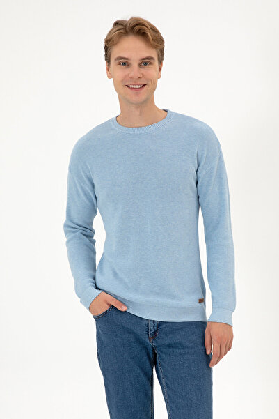 U.S. Polo Assn. سترة رجالية مريحة بياقة دائرية باللون الأزرق الفاتح موديل 503...