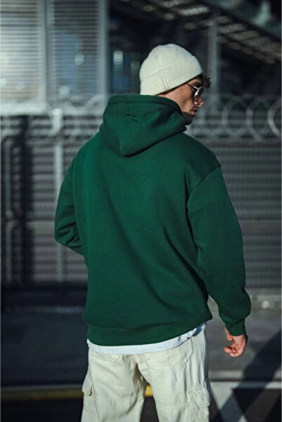 Asgardian Βασικό φούτερ με κουκούλα από βαμβακερό χτενισμένο τρίκλωνο - Χακί