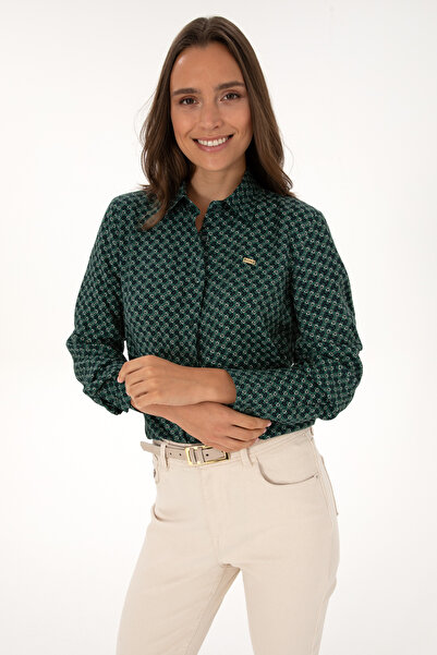 U.S. Polo Assn. Kadın Koyu Yeşil Uzun Kollu Gömlek 50316424-VR079