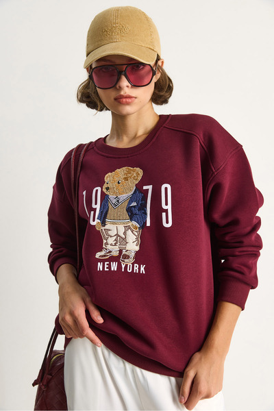 Bianco Lucci Kadın Bisiklet Yaka Teddy Nakış Detaylı Sweat 60284066