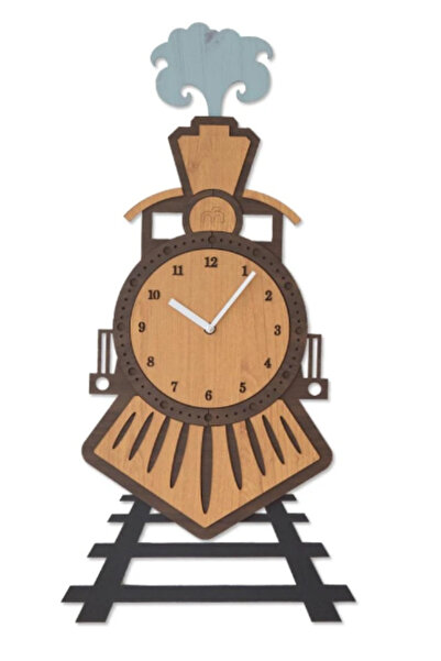 OEM Customizable Decorative Wooden Clock Little Train on Tracks - 29 L x 58 H (cm)