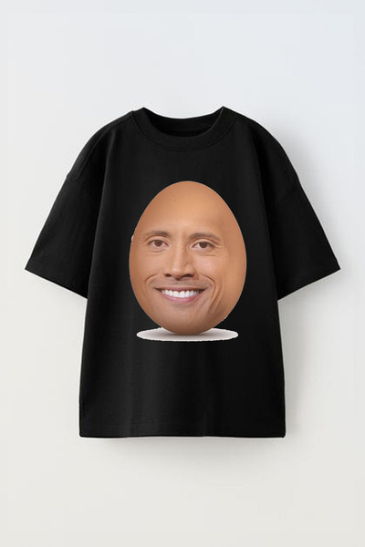 Anetos Μπλουζάκι Egg Face με τύπωμα Unisex Βαμβακερό Μαύρο oversized