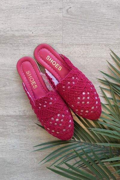 FUGA MODA Elaris Fuchsia Knitwear Knitted Detailed Closed-Front Slippers