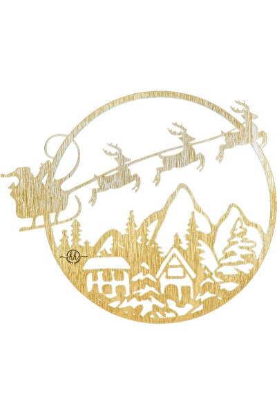 OEM Decor perete usa de Craciun HH855 din lemn Model Sania lui Mos Craciun - ...