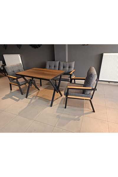 Serdemdizayn SERDEM-(ESTER)-2+1+1+MASA BAHÇE BALKON MOBİLYASI KOLTUK GRİ