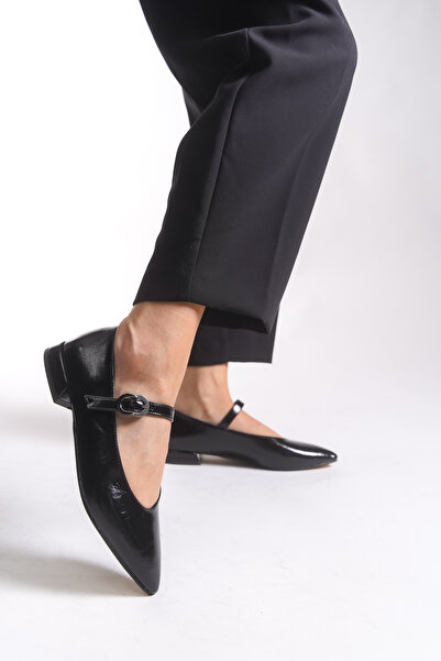 Riccon Women's Pointed Toe Ballerinas 0012501 Black Skin