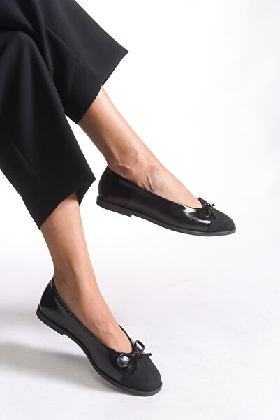 Riccon Women's Ballet Flats 0012098 Black Leather