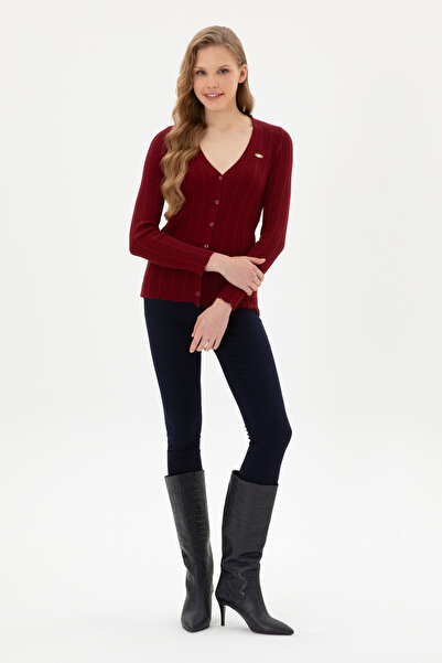 U.S. Polo Assn. Kadın Bordo Basic Triko Hırka 50313580-VR014