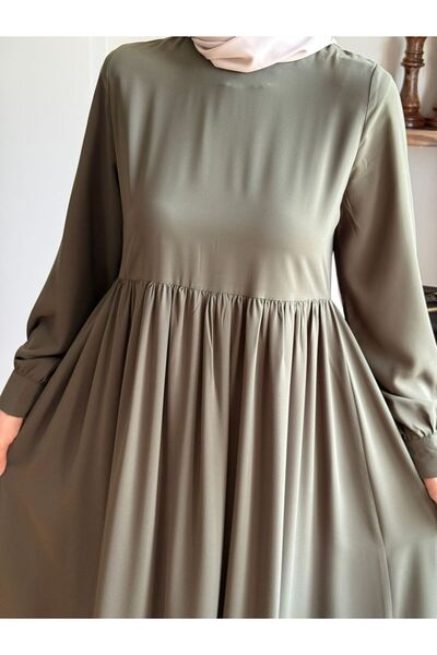 Navra Yelekli Medine Ipeği Elbise 5065 vizon | FENDEL