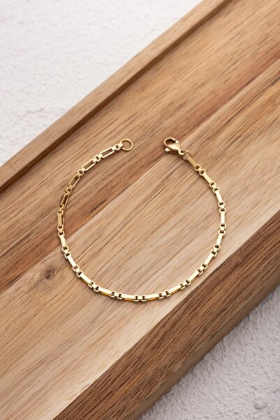 ByFlorya Jewelry Çelik Dikdörtgen Kare Erkek Bileklik 2mm Kararmaz 20cm