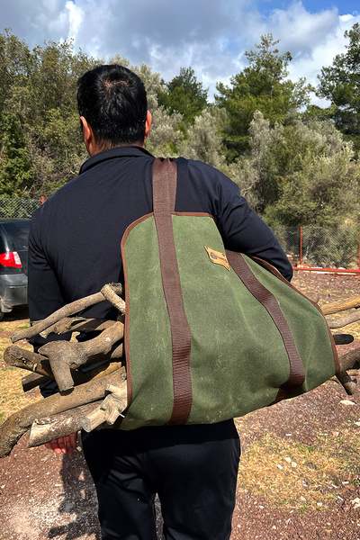 Tantobushcraft Odun Taşıma Çantası – Mumlu Kanvas, 100x46 Cm, 60 Kg Taşıma Ka...