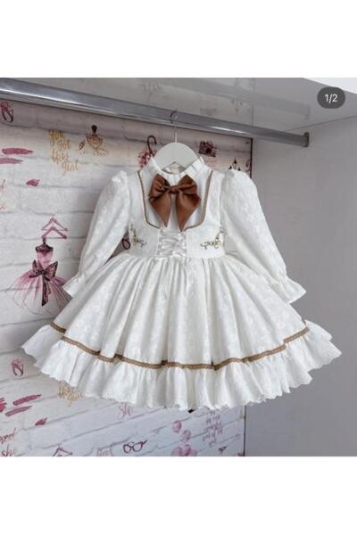 sunshine boutique15 New Victorian White Dress with Brown Lace Edge