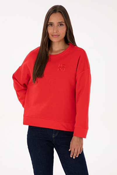 U.S. Polo Assn. Kadın Kırmızı Bisiklet Yaka Basic Sweatshırt 50313565-VR030
