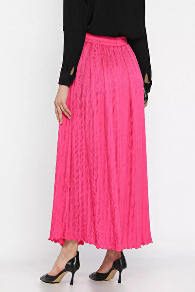 Zehra Gül Fuşya Bel Lastikli Kendinden Desenli Tesettür Etek(s,m,l,xl Uyumludur)